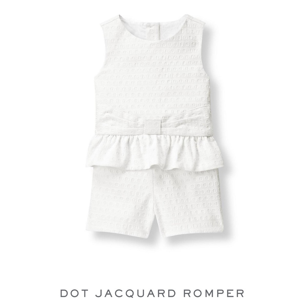 Janie and Jack baby girls 6-12 months white dot jacquard romper